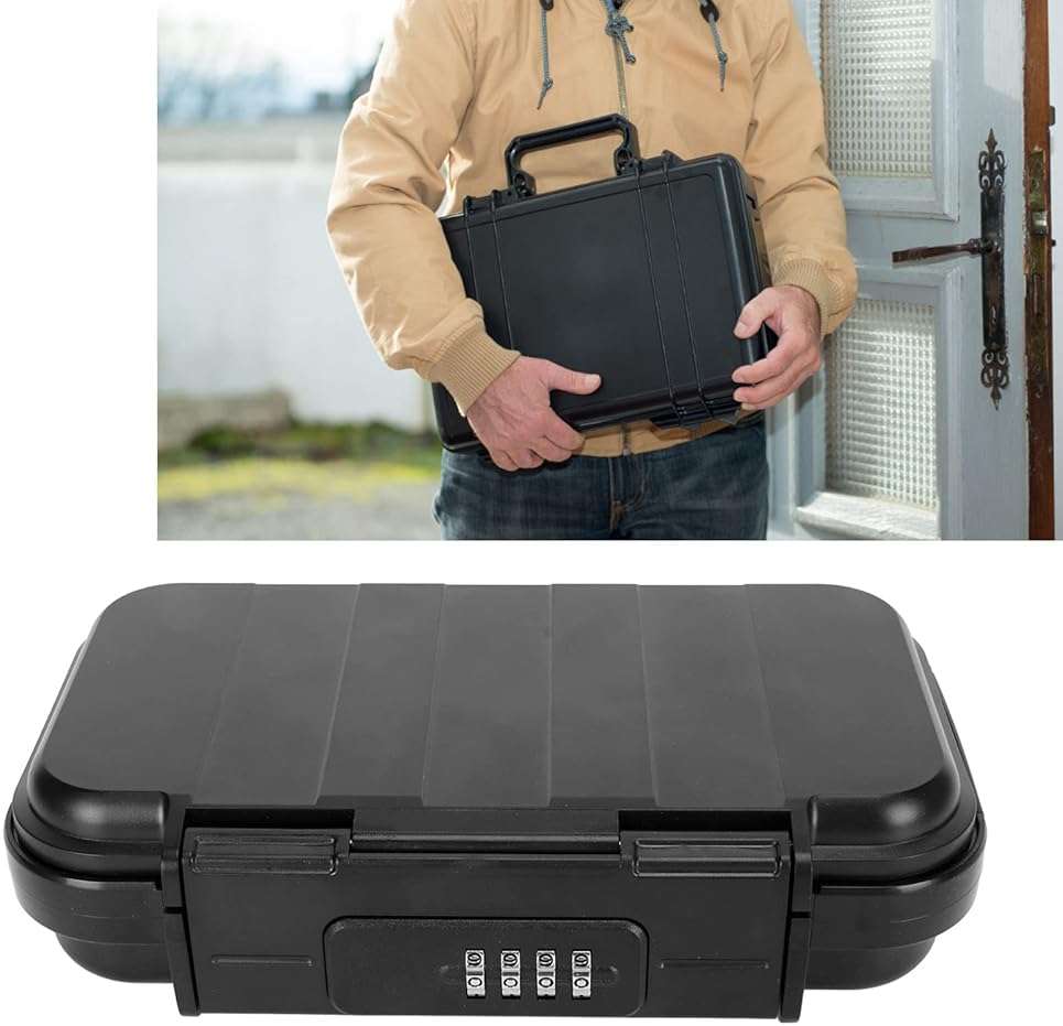 Portable Small Lock Box, Security Case LockBox with Code, Shockproof 4 Digit Password Lock with Detachable Steel Wire Rope for Beach Travel Hotels - Image 6