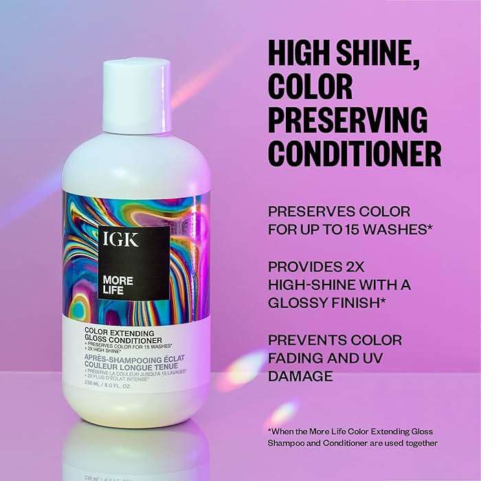 IGK MORE LIFE Color Extending Conditioner | Extends Color While Boosting Gloss and Softness | Helps Protect Color-Treated Hair from Fade - Image 2