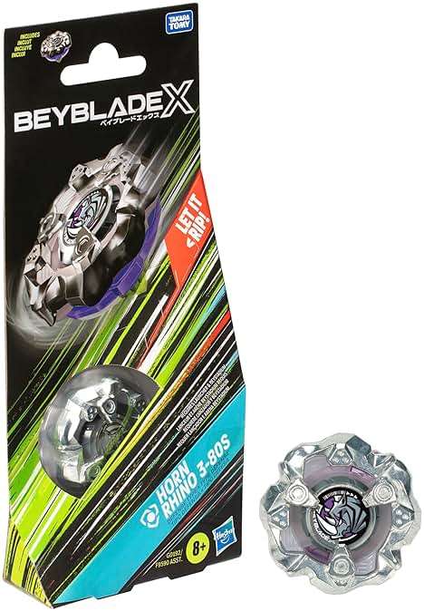 Beyblade X Horn Rhino 3-80S Booster Pack Set with Defense Type Right-Spinning Top; Battling Top Toys for 8 Year Old Boys and Girls - Image 1