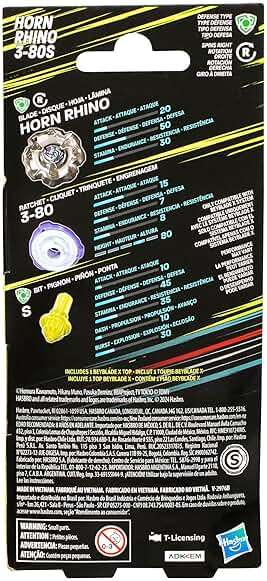 Beyblade X Horn Rhino 3-80S Booster Pack Set with Defense Type Right-Spinning Top; Battling Top Toys for 8 Year Old Boys and Girls - Image 4