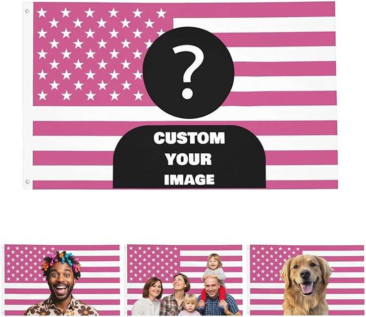 Nxwdwqa Custom Pink America Flag 3X5 Ft Personalized Flags Design Your Image Funny Tapestry Poster For Decorate Clubs Concerts Bars University Dormitories Living Rooms Bedrooms - Image 1