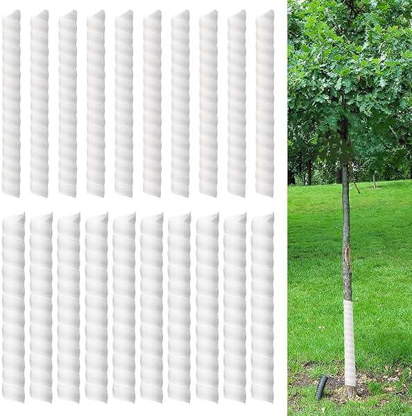 Aukney 20 Pcs Tree Trunk Protector-2 Size Plastic Spiral Tree Guard Tree Trunk Protector Wrap Tree Bark Protector Tube Tree Wraps to Protect Bark Tree Saplings from Rodents Rabbit Mowers (White) - Image 1