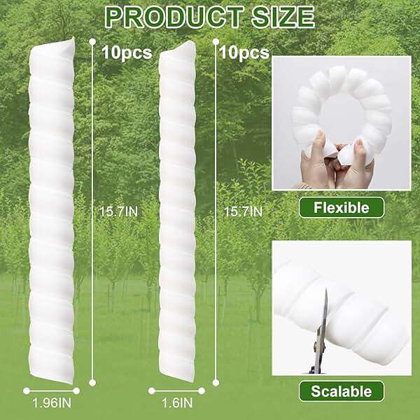 Aukney 20 Pcs Tree Trunk Protector-2 Size Plastic Spiral Tree Guard Tree Trunk Protector Wrap Tree Bark Protector Tube Tree Wraps to Protect Bark Tree Saplings from Rodents Rabbit Mowers (White) - Image 2