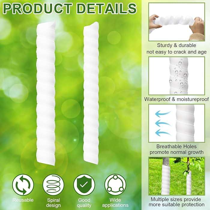 Aukney 20 Pcs Tree Trunk Protector-2 Size Plastic Spiral Tree Guard Tree Trunk Protector Wrap Tree Bark Protector Tube Tree Wraps to Protect Bark Tree Saplings from Rodents Rabbit Mowers (White) - Image 4
