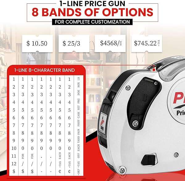 Perco Plus 1-Line Price Marking Gun with Labels Kit - Compares to Monarch 1131-01 Band Includes 1-Line 8-Character Band Price Labeler Gun, 9,000 Blank White Labels, a Label Scraper, and an Extra Inker - Image 4