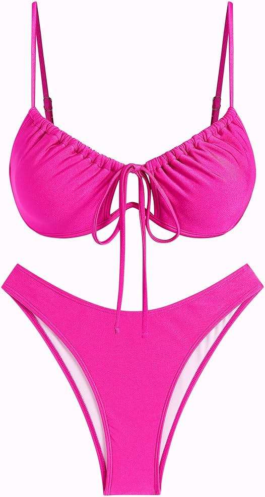 ZAFUL Women High Cut Bikini Sets String Sexy Swimsuit Two Piece Underwire Bathing Suit Brazilian Cheeky Cut Out Cute Swimwear - Image 5
