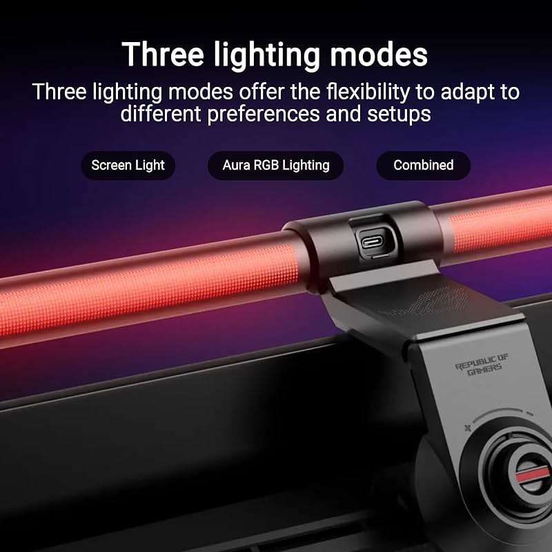 ASUS ROG Aura Monitor Light Bar (ALB01) - Asymmetrical Lighting bar, 3 Modes, RGB Lighting, USB-C, Patented clamp, Magnetic Buckle, Aura Sync Compatible, DisplayWidget Center, Quick Installation - Image 4