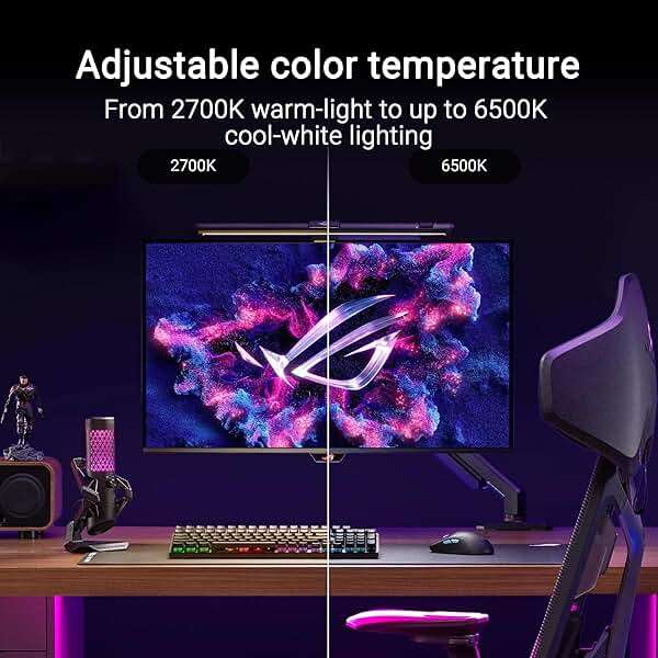 ASUS ROG Aura Monitor Light Bar (ALB01) - Asymmetrical Lighting bar, 3 Modes, RGB Lighting, USB-C, Patented clamp, Magnetic Buckle, Aura Sync Compatible, DisplayWidget Center, Quick Installation - Image 7