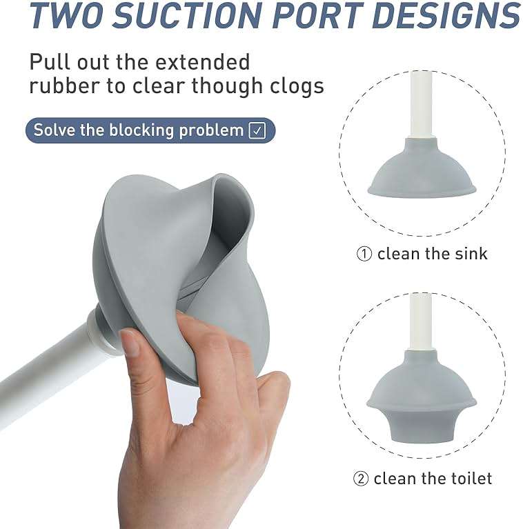 ADNIKIA Silicone Toilet Brush Plunger Set, 2 in 1Toilet Bowl Brush and Holder Plunger Set, Plunger Toilet Brush Combo, Bathroom Toilet Brush, Toilet Brush Set, Toilet Scrubber and Plunger Set, Black - Image 4