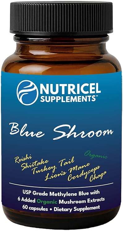 Nutricel Supplements Methylene Blue Capsules with Mushroom Extracts: Lion's Mane, Reishi, Cordyceps, Chaga, Shiitake, Turkey Tail - Trusted Made in America - 7mg (USP Grade) (60ct) - Image 2