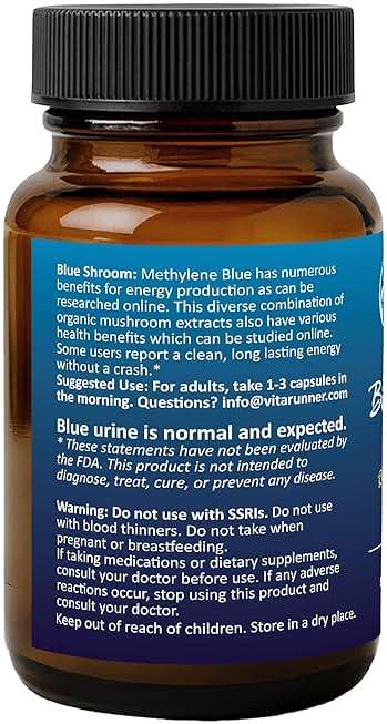 Nutricel Supplements Methylene Blue Capsules with Mushroom Extracts: Lion's Mane, Reishi, Cordyceps, Chaga, Shiitake, Turkey Tail - Trusted Made in America - 7mg (USP Grade) (60ct) - Image 8