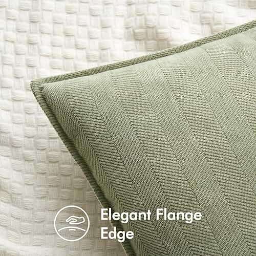 MIULEE Pack of 2 Sage Green Decorative Pillow Covers 20x20 Inch Soft Chenille Luxurious Couch Throw Pillows Farmhouse Cushion Covers with Elegant Design for Sofa Bedroom Living Room Summer Home Decor - Image 3