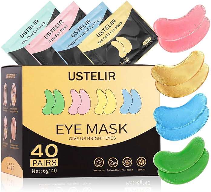 Under Eye Patches, 40 Pairs Eye Mask for Dark Circles, Puffy Eyes, Undereye Bags,Wrinkles,Eye Mask Patches with 24K Gold, Hyaluronic Acid,Rose & Aloe Vera, Eye Treatment Skin Care for Men & Women Gift - Image 1