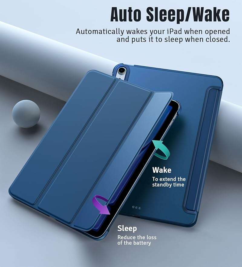 TiMOVO for iPad Air 11 Inch Case (M4 2026/M3 2025/M2 2024), iPad Air 5th Generation 2022/4th Gen 2020 10.9 Inch, Slim Hard Translucent Back Cover, Support Auto Wake/Sleep, Abyss Blue - Image 7