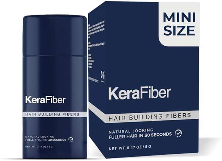 KeraFiber Professional Hair Building Fibres - Natural Keratin Hair thickener Fibres, Hair Powder for Men and Women, Full Head of Hair in 30 Seconds-Hair Fibres Dark Brown (5g/0.17oz) - Travel Pack - Image 1