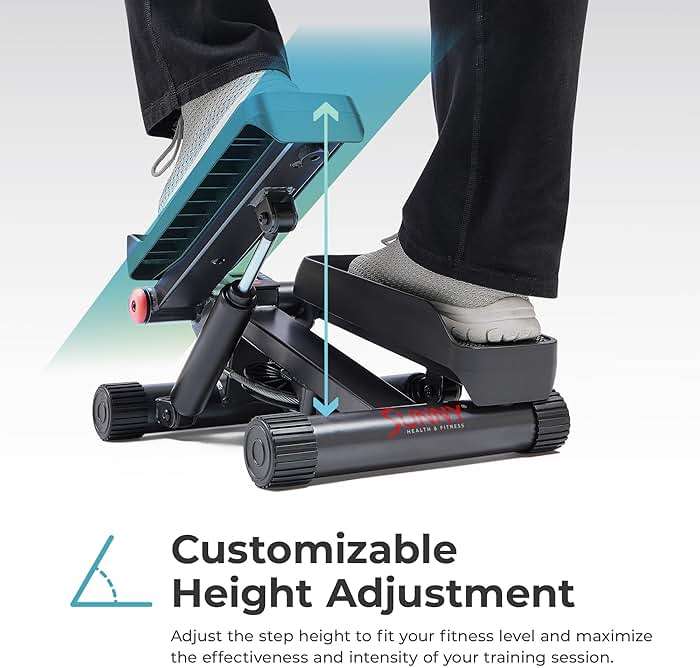 Sunny Health & Fitness Mini Steppers for Exercise at Home, Stair Step Workout Machine with Resistance Bands, Full Body Cardio Equipment, Optional Free SunnyFit App Connection Smart Stepper - Image 5