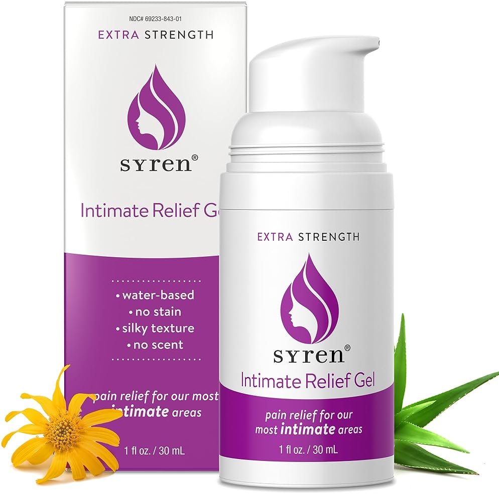 Syren Intimate Relief Gel with 4% Lidocaine for External Sensitivity, vulvodynia, dyspareunia, Vaginal discomfort, Dryness, Gentle Postpartum and Post-Procedure Support, 1.0 oz, Made in USA - Product Image