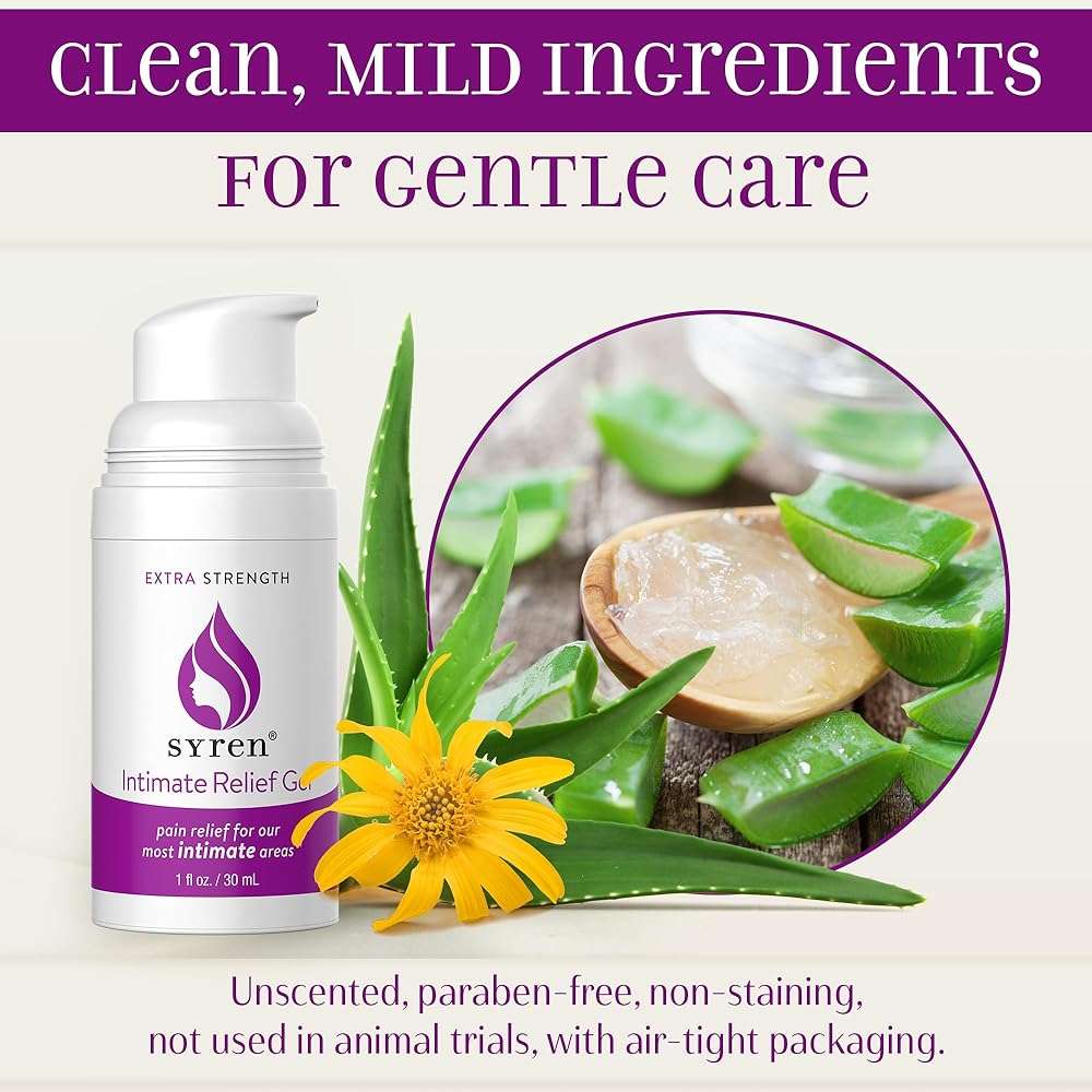 Syren Intimate Relief Gel with 4% Lidocaine for External Sensitivity, vulvodynia, dyspareunia, Vaginal discomfort, Dryness, Gentle Postpartum and Post-Procedure Support, 1.0 oz, Made in USA - Image 2