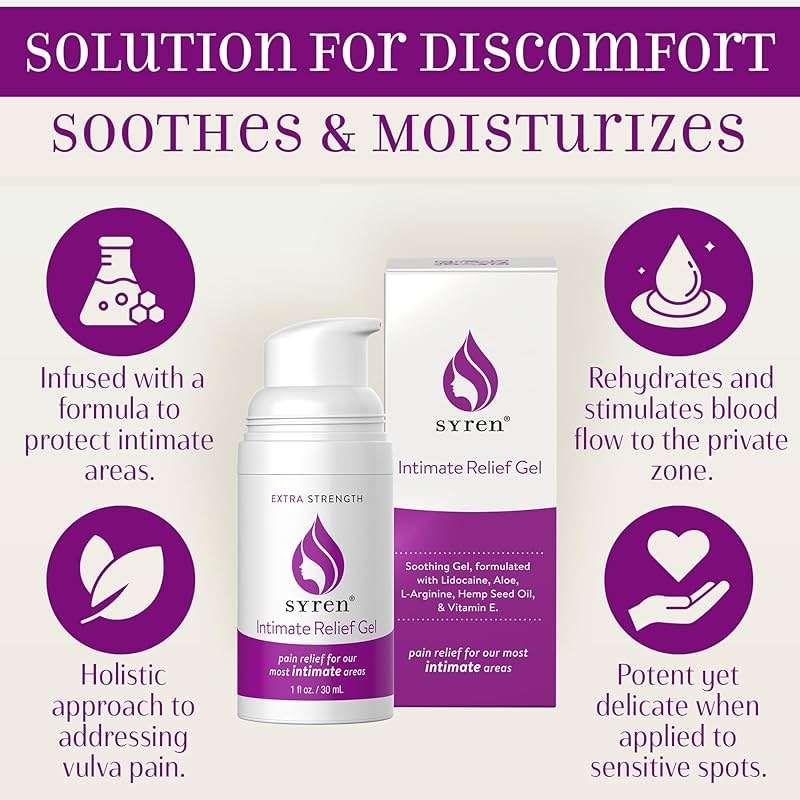 Syren Intimate Relief Gel with 4% Lidocaine for External Sensitivity, vulvodynia, dyspareunia, Vaginal discomfort, Dryness, Gentle Postpartum and Post-Procedure Support, 1.0 oz, Made in USA - Image 3