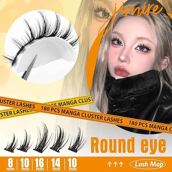 JIMIRE Wispy Lash Clusters Extensions 180Pcs Anime Eyelash Clusters D-Curly Manga Lashes Clusters Natural Look 8-16MM Cluster Eyelash Extensions Individual Lash Extension Pack - Image 3