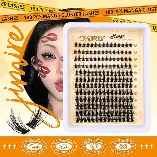 JIMIRE Wispy Lash Clusters Extensions 180Pcs Anime Eyelash Clusters D-Curly Manga Lashes Clusters Natural Look 8-16MM Cluster Eyelash Extensions Individual Lash Extension Pack - Image 4