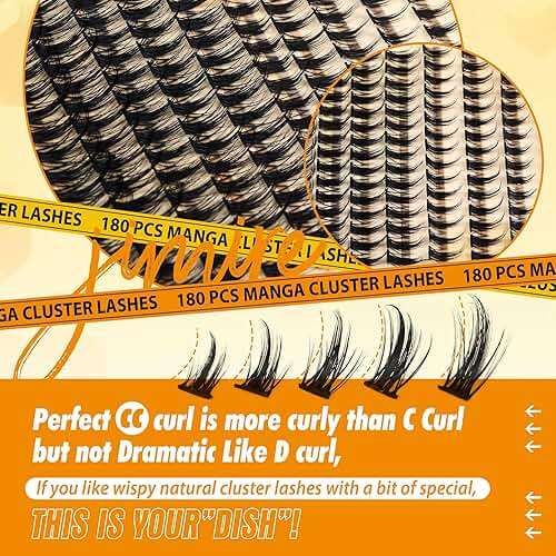 JIMIRE Wispy Lash Clusters Extensions 180Pcs Anime Eyelash Clusters D-Curly Manga Lashes Clusters Natural Look 8-16MM Cluster Eyelash Extensions Individual Lash Extension Pack - Image 5