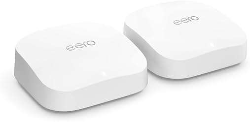 Amazon eero Pro 6E mesh wifi system with 1 month free eero Business (auto-renews annually) - Coverage up to 4,000 sq. ft., Connect 100+ devices, 2-pack - Image 1