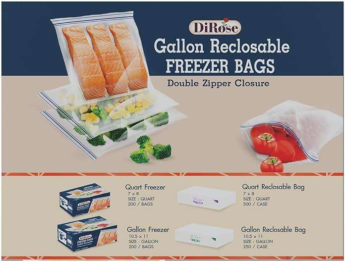 DiRose Reclosable Freezer Bags - 1 Gallon Size (200 Pack) | Double Zipper, Airtight Seal, BPA-Free, Premium Thick Heavy-Duty Bags for Safe and Secure Food Storage - Image 7
