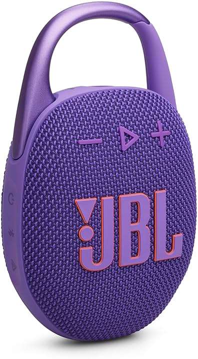 JBL Clip 5 - Ultra-Portable, Waterproof & Dustproof Bluetooth Speaker, Big Pro Sound with Punchy bass, Integrated Carabiner, Up to 12 Hours of Play, Made in Part with Recycled Materials (Purple) - Image 1