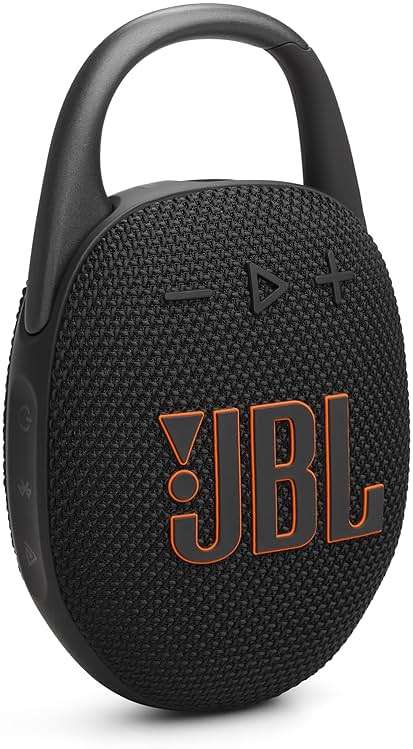 JBL Clip 5 - Ultra-Portable, Waterproof & Dustproof Bluetooth Speaker, Big JBL Pro Sound with Punchy bass, Integrated Carabiner, Up to 12 Hours of Play, Made in Part with Recycled Materials (Black) - Image 1
