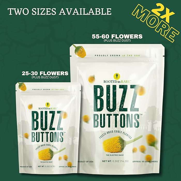 Buzz Buttons Edible Flowers For Cocktails | Grown In USA | Spilanthes | Freeze Dried Edible Flowers for Drinks | Szechuan Buttons | Edible Dried Flowers For Drink Garnish | .2oz Pouch - Image 6