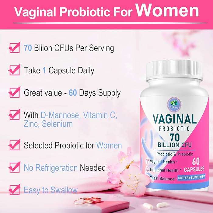 Vaginal Probiotics, PH Balance for Women, 70 Billion CFUs Womens Probiotic for Vaginal health, Urinary, Odor Control, Flor, Ph Balance & Hormone, with Prebiotic & D-Mannose - Shelf Stable, 60 Caps - Image 4