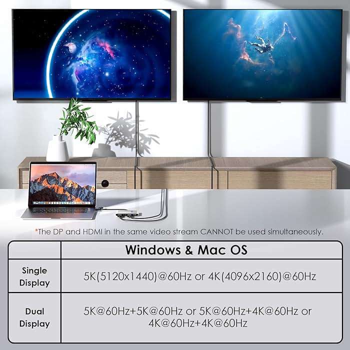 WAVLINK USB C or USB 3.0 to Dual HDMI/DisplayPort Adapter, Displaylink Monitor Splitter Extended Display for Dual Monitor 4K@60Hz, HDMI/DP Splitter Compatible with Mac M1-M5/Neo,Window Laptop-Silver - Image 3