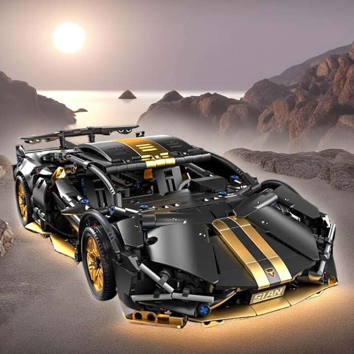 Chodia Sport Race Car Building Block Sets for Adults,Black Technical Racing Supercar Toys Kits Collectible 1:14 MOC Model Construction Birthday Gifts for Boys Men Teens Age 8+, 8-12 12-16,14+ - Image 2