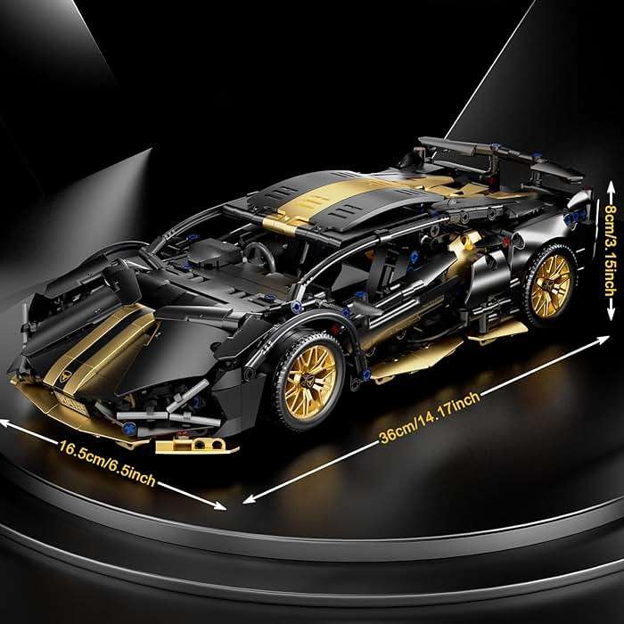 Chodia Sport Race Car Building Block Sets for Adults,Black Technical Racing Supercar Toys Kits Collectible 1:14 MOC Model Construction Birthday Gifts for Boys Men Teens Age 8+, 8-12 12-16,14+ - Image 3