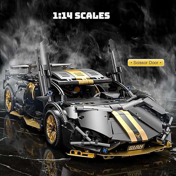 Chodia Sport Race Car Building Block Sets for Adults,Black Technical Racing Supercar Toys Kits Collectible 1:14 MOC Model Construction Birthday Gifts for Boys Men Teens Age 8+, 8-12 12-16,14+ - Image 4