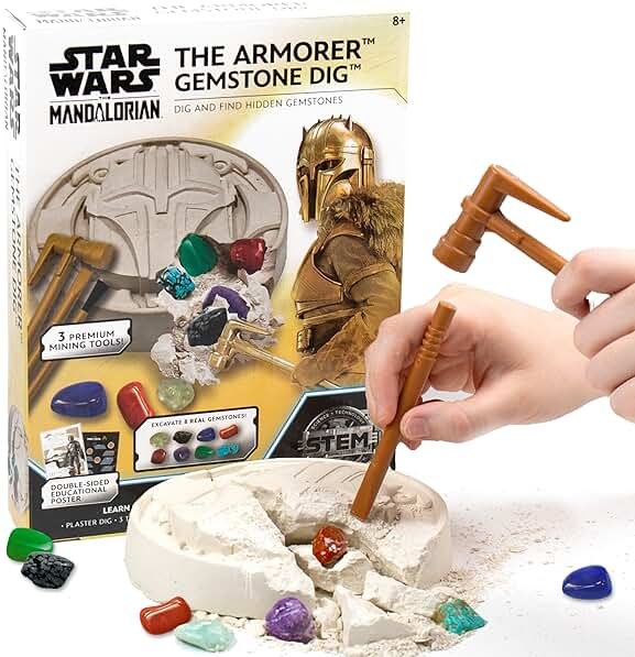 STAR WARS The Armorer Gemstone Dig, Reveal 8 Real Gemstones Inside The Armorer's Helmet, Including Amethyst, Quartz, Red Agate, Toys, Science Kits for Kids Age 8-12, Excavation Toys - Product Image