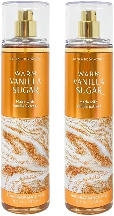 Bath & Body Works Warm Vanilla Sugar Fine Fragrance Mist, Body Spray & Perfume for Women, Long-Lasting Personal Fragrance, Sparkling Sugar and Sweet Vanilla Scent, 8 fl oz - 2 Pack - Product Image