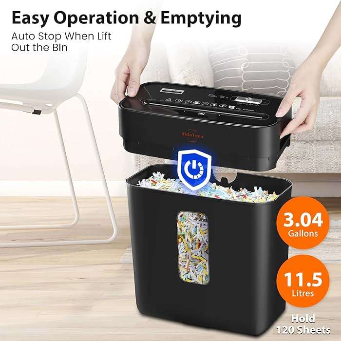 VidaTeco 6-Sheet Cross Cut Paper Shredder for Home Office, 3.04-Gallon Bin | P-4 Security Anti-Jam & Overheat Protection, Compact Heavy Duty Shreds Credit Card, CD, Staple & Clip - ETL - Image 4