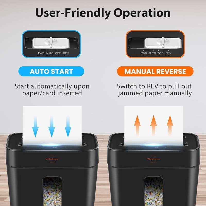 VidaTeco 6-Sheet Cross Cut Paper Shredder for Home Office, 3.04-Gallon Bin | P-4 Security Anti-Jam & Overheat Protection, Compact Heavy Duty Shreds Credit Card, CD, Staple & Clip - ETL - Image 5