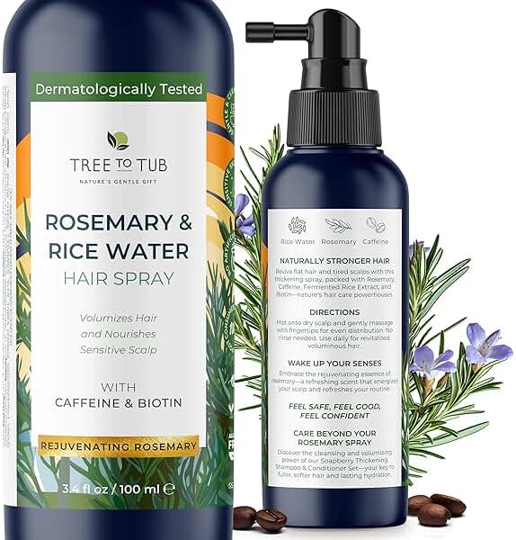 Tree To Tub Rosemary Water Spray for Hair Growth - Fermented Rice Water for Hair Growth Nature's Rosemary Hair Spray & Nourishing Scalp Care - Product Image