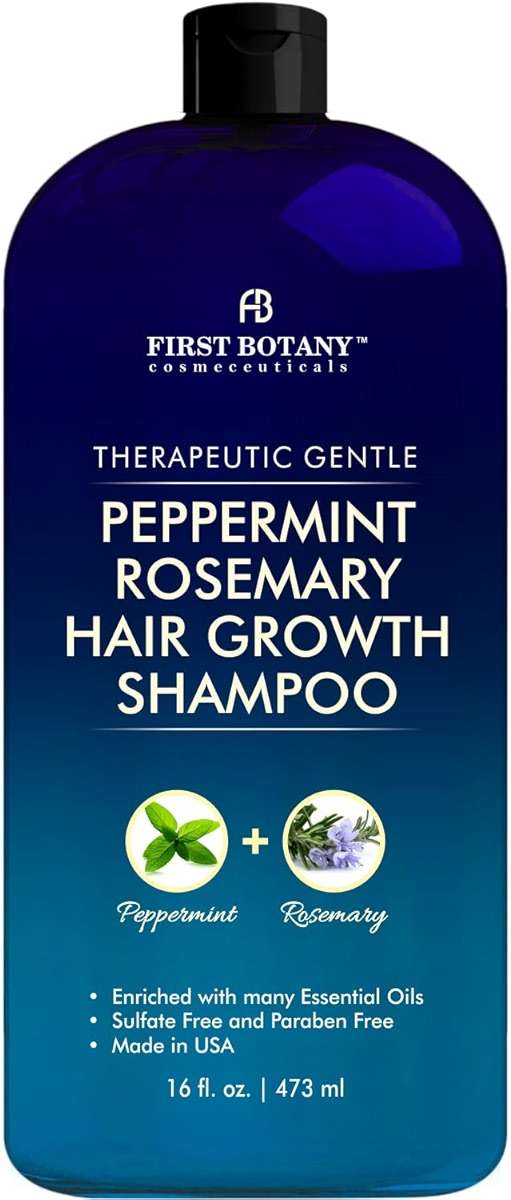 Peppermint Rosemary Hair Regrowth Shampoo - Anti Hair Loss product, Daily Hydrating, Detoxifying, Volumizing Shampoo and Fights Dandruff For Men and Women 16 fl oz - Image 1