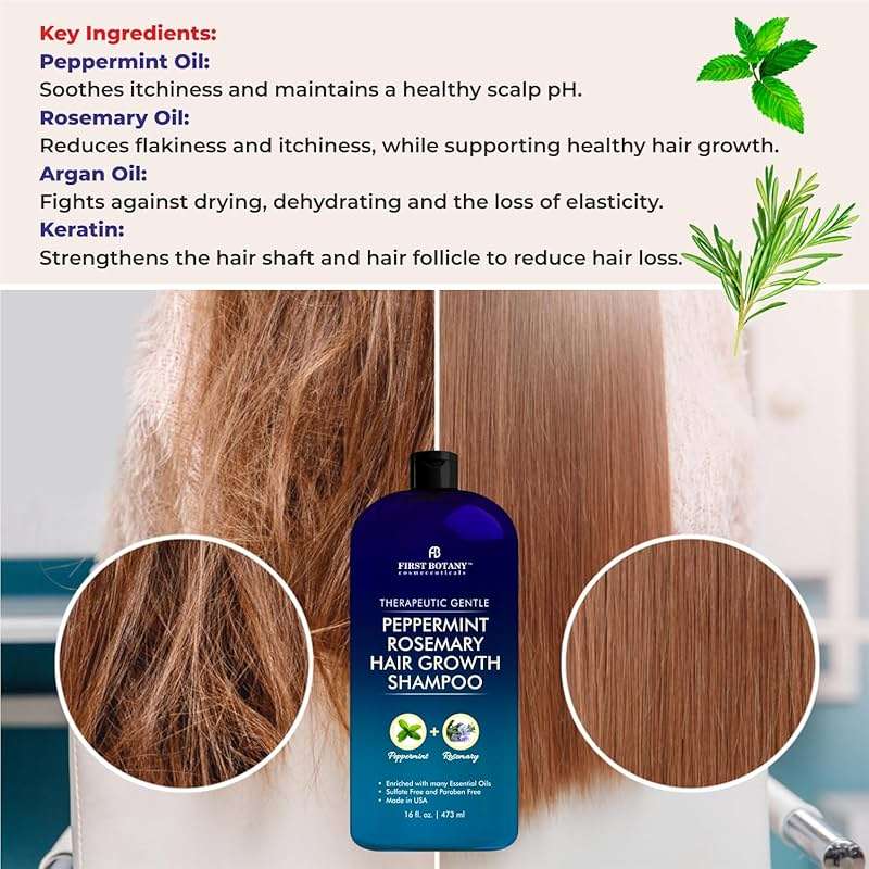 Peppermint Rosemary Hair Regrowth Shampoo - Anti Hair Loss product, Daily Hydrating, Detoxifying, Volumizing Shampoo and Fights Dandruff For Men and Women 16 fl oz - Image 5