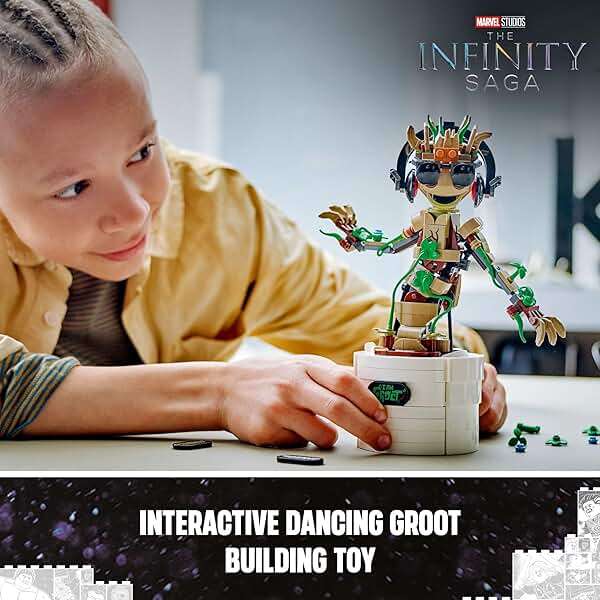 LEGO Marvel Dancing Groot, Guardians of The Galaxy Toy, Buildable Birthday Gift, Marvel Toy, Super Hero Hand-Operated Interactive Playset, Marvel Gift for Kids, Animated Groot Figure, 76297 - Image 2