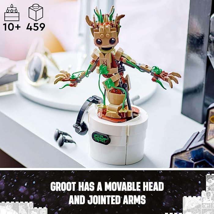 LEGO Marvel Dancing Groot, Guardians of The Galaxy Toy, Buildable Birthday Gift, Marvel Toy, Super Hero Hand-Operated Interactive Playset, Marvel Gift for Kids, Animated Groot Figure, 76297 - Image 4