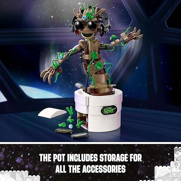LEGO Marvel Dancing Groot, Guardians of The Galaxy Toy, Buildable Birthday Gift, Marvel Toy, Super Hero Hand-Operated Interactive Playset, Marvel Gift for Kids, Animated Groot Figure, 76297 - Image 5