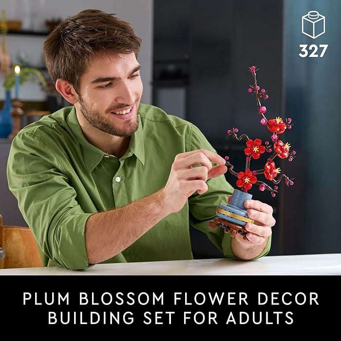 LEGO Botanicals Plum Blossom Building Sets for Adults - Artificial Flower for Dinner Table Centerpiece, Living Room Home Decor, Ages 18+ - DIY Craft Kits - Gift for Birthdays - 10369 - Image 3