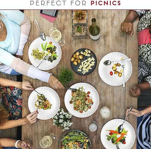 Alitte 9-Inch Disposable Paper Plates - 500 Count - Bulk Pack of Uncoated Paper Plates for Everyday Use - Dinnerware for Meals, Parties And Picnics - Image 6
