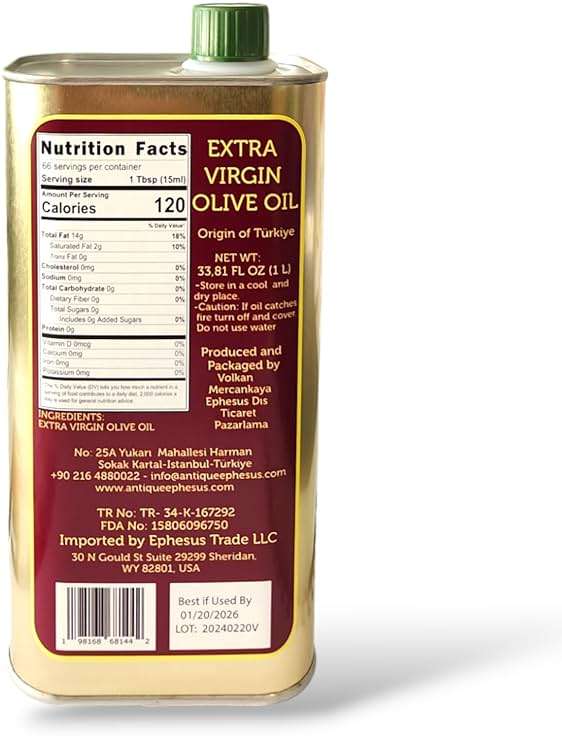 Extra Virgin Olive Oil Cold Pressed - London Award-Winning - 33.81 Fluid Ounce,Antique Ephesus, Mediterranean Region of Ayvalik Turkey (Extra Virgin) - Image 2
