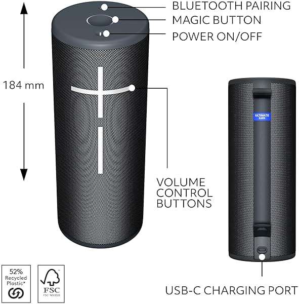 Ultimate Ears Boom 4 Portable Waterproof Bluetooth Speaker with Balanced 360-Degree Sound with Clear Audio and Bass, Floating Speaker with 15-Hour Battery and 147ft (45m) Range - Black - Image 6
